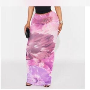 Fashion Nova Vibrant Floral Maxi Skirt